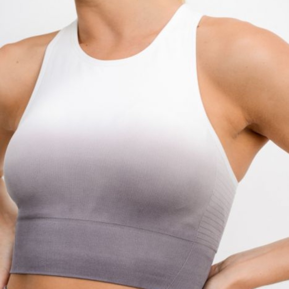 Mono B Racerback Dip-Dye Gradient Ribbed Bra